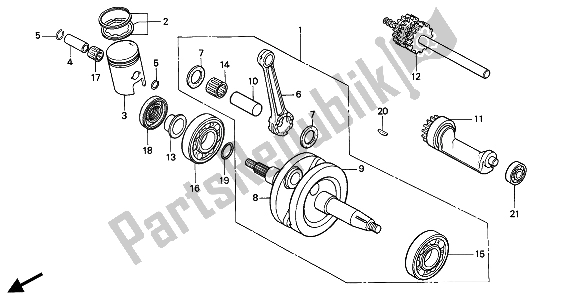 All parts for the Crankshaft & Piston of the Honda NSR 50S 1994