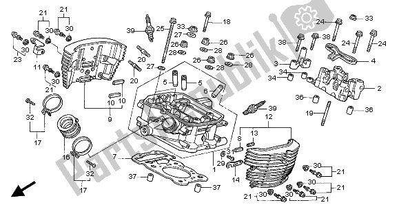 Alle onderdelen voor de Cilinderkop Achter van de Honda VT 750 DC 2002