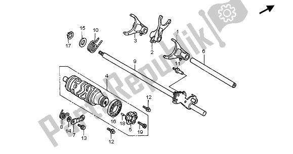 Todas as partes de Tambor De Mudança De Marchas do Honda CB 900F Hornet 2003