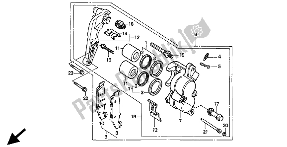 All parts for the Front Brake Caliper of the Honda CR 125R 1994