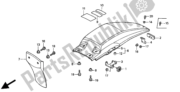 Toutes les pièces pour le Garde-boue Arrière du Honda XR 80R 1993