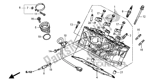 All parts for the Cylinder Head (rear) of the Honda VFR 1200X 2013