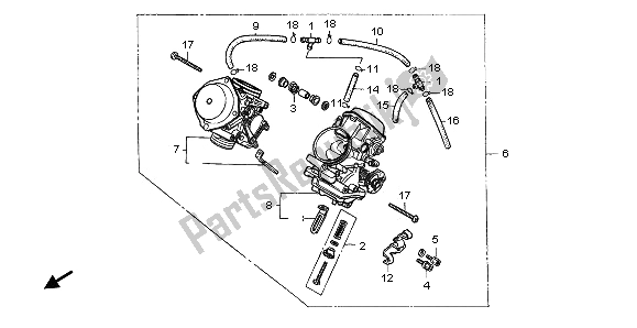 All parts for the Carburetor (assy.) of the Honda XL 600V Transalp 1995