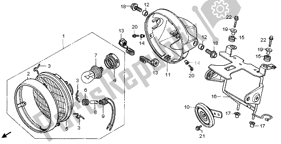 All parts for the Headlight of the Honda CB 250 1996