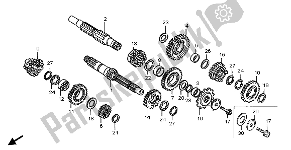 All parts for the Transmission of the Honda CR 250R 2007