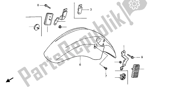 All parts for the Front Fender of the Honda CBR 1000F 1998