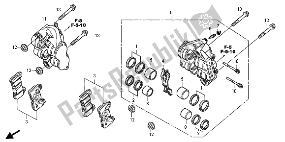 All parts for the Front Brake Caliper of the Honda CBR 1000 RR 2013