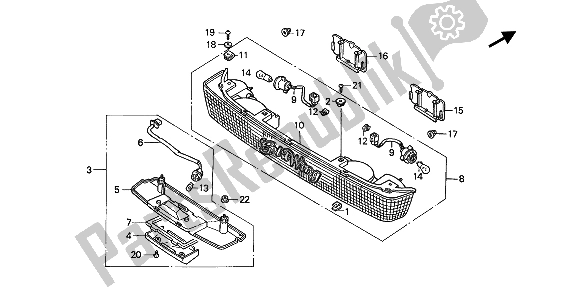 All parts for the Trunk Light & License Light of the Honda GL 1500 SE 1991