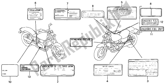 Tutte le parti per il Etichetta Di Avvertenza del Honda VF 750C 1993