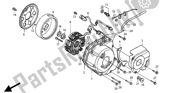 All parts for the Left Crankcase Cover & Generator of the Honda NSR 125R 2000