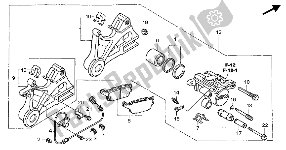 Tutte le parti per il Pinza Freno Posteriore del Honda CBF 500A 2007