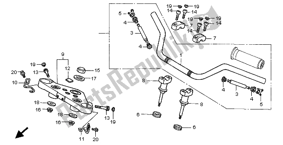 Tutte le parti per il Gestire Il Tubo E Il Ponte Superiore del Honda VT 600C 1998