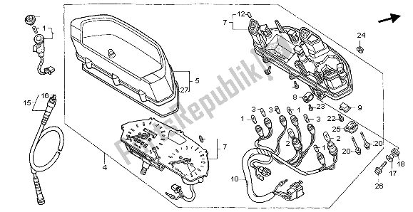 Alle onderdelen voor de Meter (kmh) van de Honda NX 650 1998