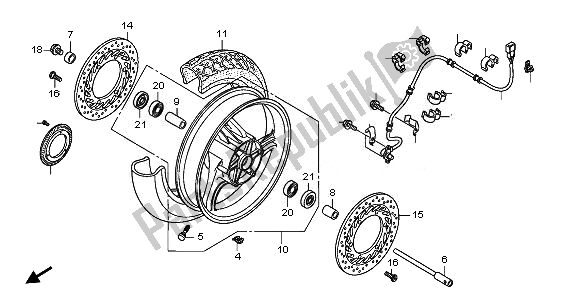 All parts for the Front Wheel of the Honda NT 700V 2008