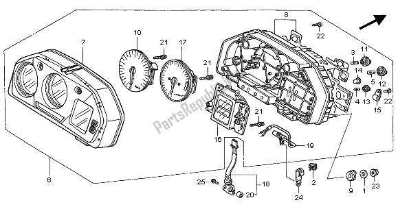 All parts for the Meter (mph) of the Honda VFR 800 FI 2001