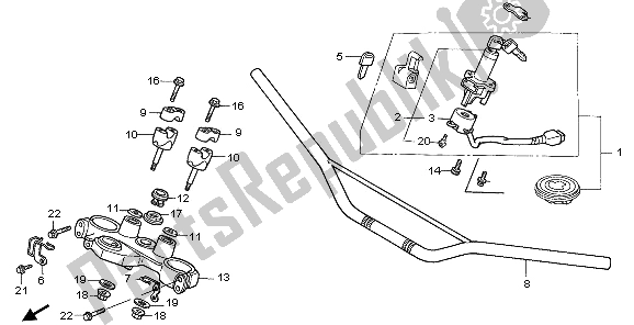 All parts for the Handle Pipe & Top Bridge of the Honda NX 650 1995