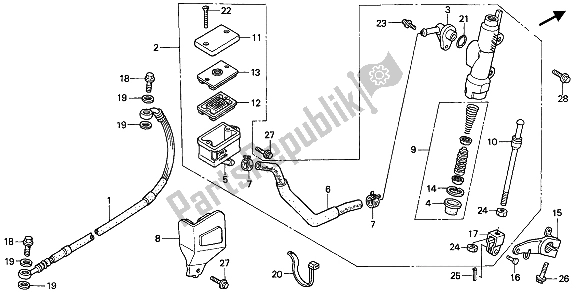 All parts for the Rear Brake Master Cylinder of the Honda XRV 650 Africa Twin 1988