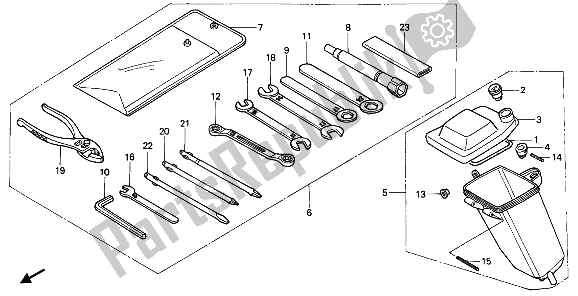 Tutte le parti per il Strumenti E Cassetta Degli Attrezzi del Honda NX 650 1989