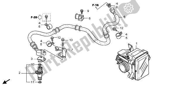 All parts for the Throttle Body of the Honda SH 150S 2007