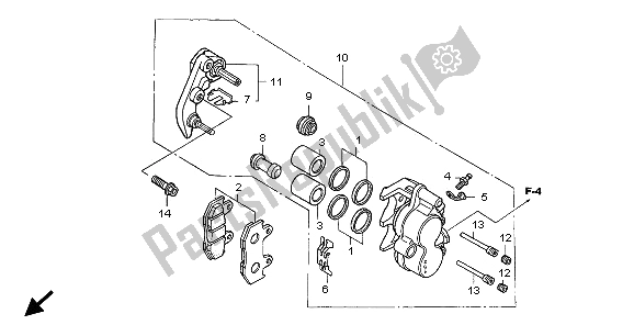 All parts for the Front Brake Caliper of the Honda SH 150 2006