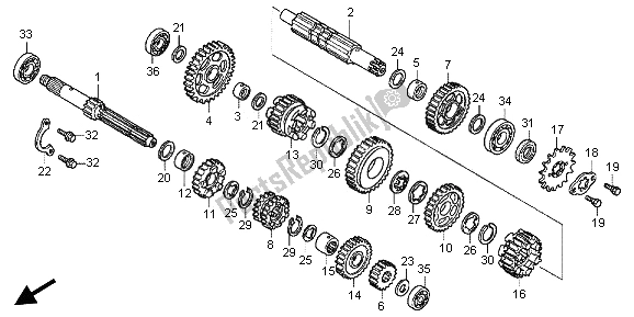All parts for the Transmission of the Honda CBR 125 RT 2013