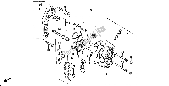 Todas las partes para Pinza De Freno Delantero de Honda XR 250R 1988