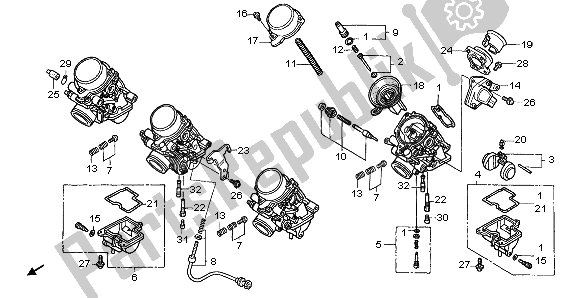 Todas as partes de Carburador (peças Componentes) do Honda CBF 600S 2006 Todas as partes de Carburador (peças Componentes) do Honda CBF 600S 2006