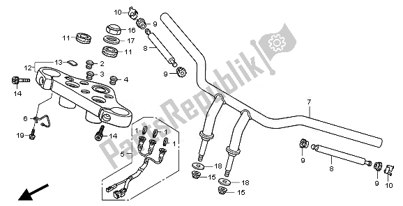 All parts for the Handle Pipe & Top Bridge of the Honda VT 750C2B 2010