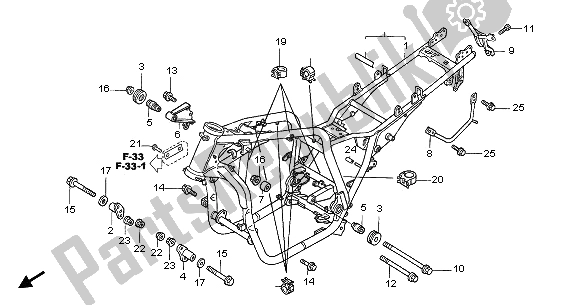 All parts for the Frame Body of the Honda CB 1300F 2003