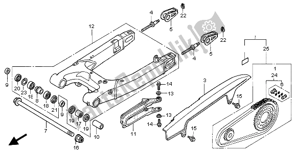 Toutes les pièces pour le Bras Oscillant du Honda VTR 1000F 2002