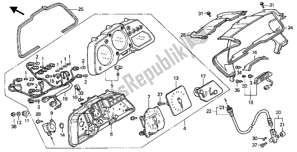 All parts for the Meter (mph) of the Honda VFR 750F 1993