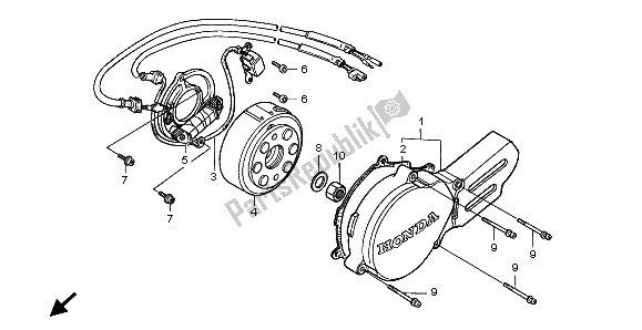 All parts for the Left Crankcase Cover & Generator of the Honda CR 80R SW 2001