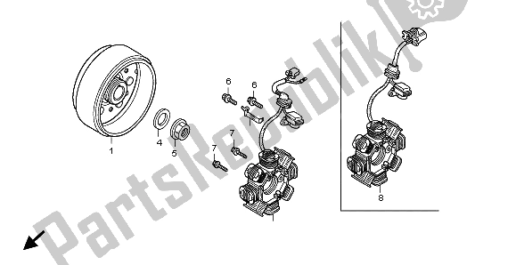 All parts for the Generator of the Honda ANF 125 2007