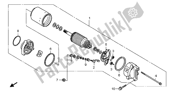 All parts for the Starting Motor of the Honda VFR 800A 2007