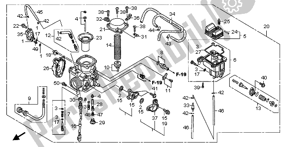 All parts for the Caburetor of the Honda TRX 400 FA Fourtrax Rancher AT 2004