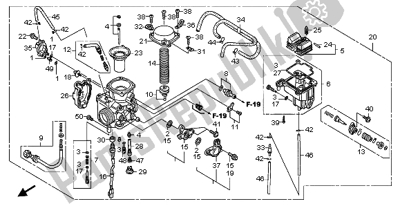 All parts for the Caburetor of the Honda TRX 400 FA Fourtrax Rancher AT 2004