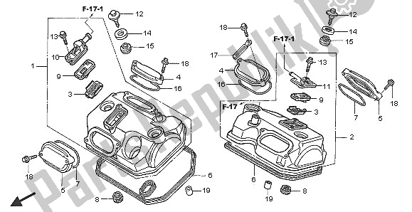 All parts for the Cylinder Head Cover of the Honda XL 650V Transalp 2005