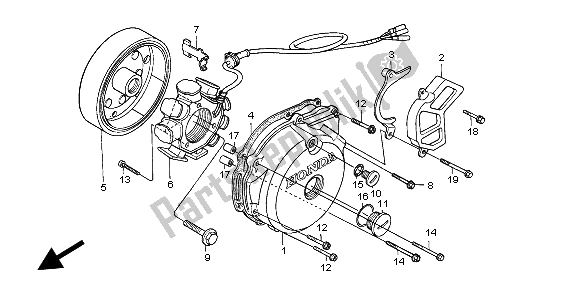 Alle onderdelen voor de Linker Carterdeksel van de Honda XR 250R 1995