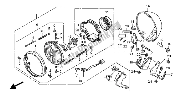 All parts for the Headlight (eu) of the Honda VT 750C2S 2010