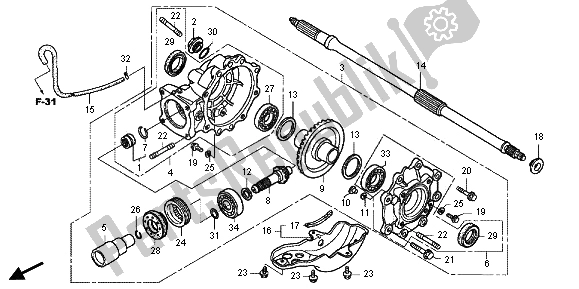 All parts for the Final Driven Gear of the Honda TRX 500 FA Fourtrax Foreman Rubicon 2013