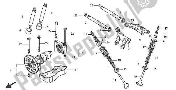 Alle onderdelen voor de Nokkenas & Klep van de Honda TRX 650 FA Fourtrax Rincon 2005