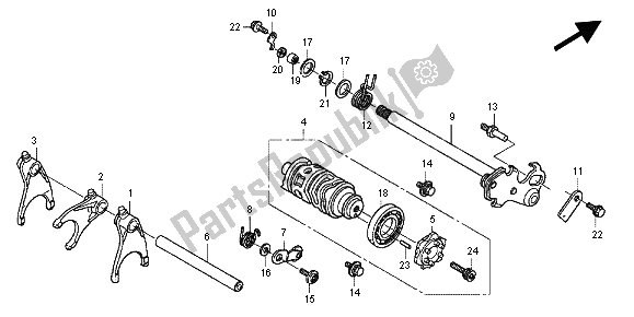 All parts for the Gearshift Drum of the Honda CBR 600 FA 2012