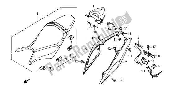 Todas as partes de Assento E Capota Traseira do Honda CB 600F Hornet 2011