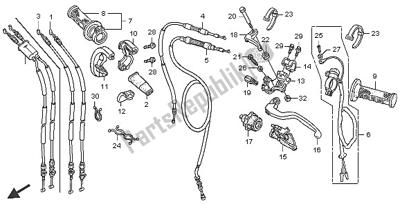 Tutte le parti per il Maniglia Leva E Interruttore E Cavo del Honda CRF 250R 2005