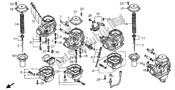 Alle onderdelen voor de Carburateur (onderdelen) van de Honda CB 750F2 1996