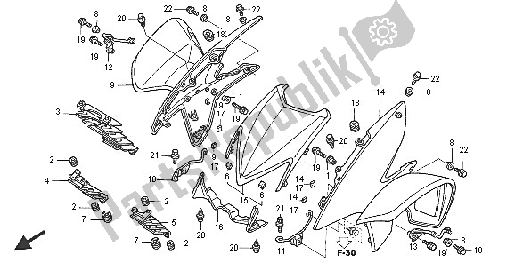 Todas as partes de Pára-lama Dianteiro do Honda TRX 450R Sportrax 2005