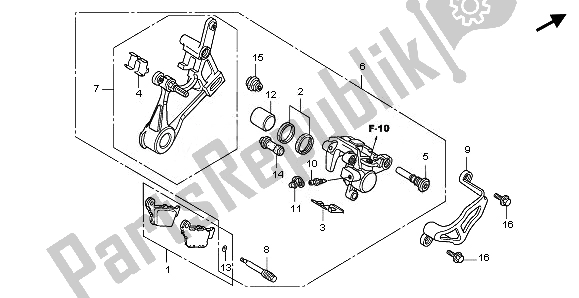 Tutte le parti per il Pinza Freno Posteriore del Honda CRF 150R SW 2008