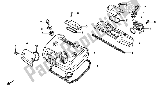 Alle onderdelen voor de Kleppendeksel van de Honda VT 600 1992