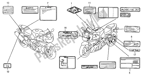 Todas las partes para Etiqueta De Precaución de Honda CBR 900 RR 2000