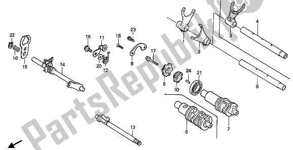 Todas las partes para Tambor De Cambio De Marchas de Honda VT 1100C 1988